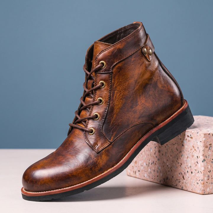 Laurence Brass Eyelet Leather Lace Up Boots - Brown