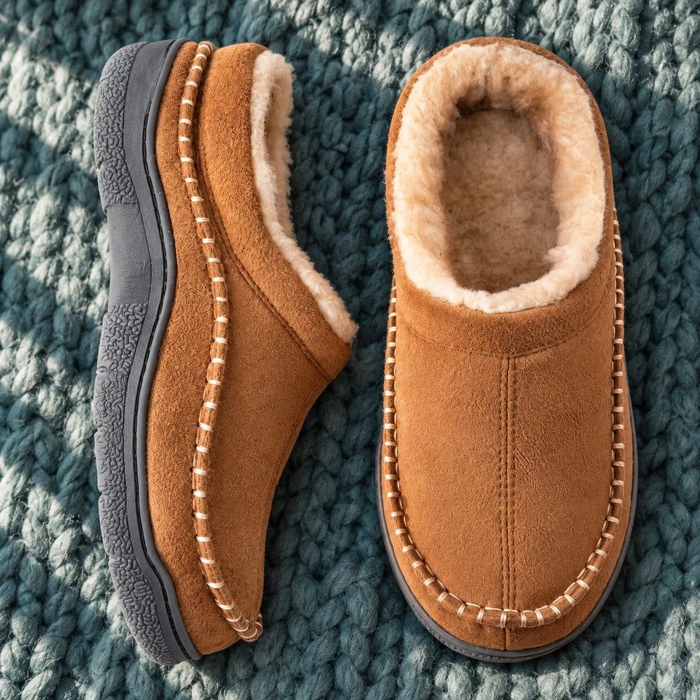 Lawson Braided Suede Fleece Lined Slippers - Light Brown