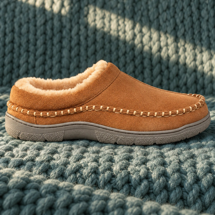Lawson Braided Suede Fleece Lined Slippers - Light Brown