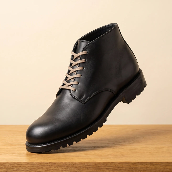 Lennart Lug Sole Lace Up Ankle Boots - Black