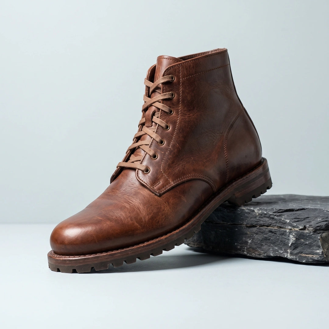 Lennart Lug Sole Lace Up Ankle Boots - Brown