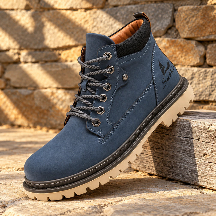 Lester Suede Chunky Lug Work Boots - Blue