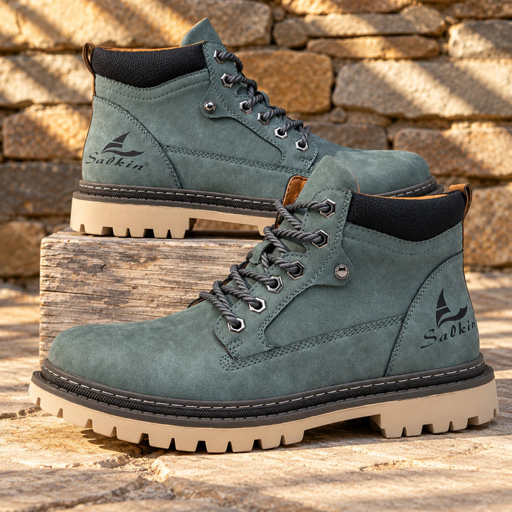 Lester Suede Chunky Lug Work Boots - Green
