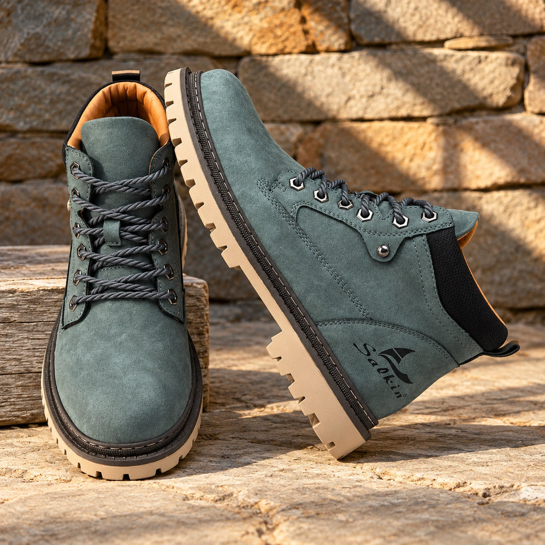 Lester Suede Chunky Lug Work Boots - Green
