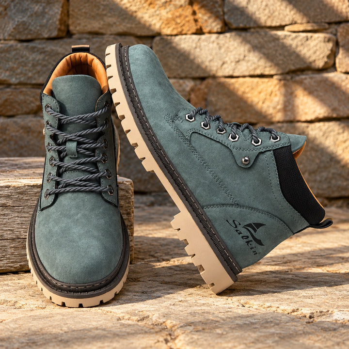 Lester Suede Chunky Lug Work Boots - Green