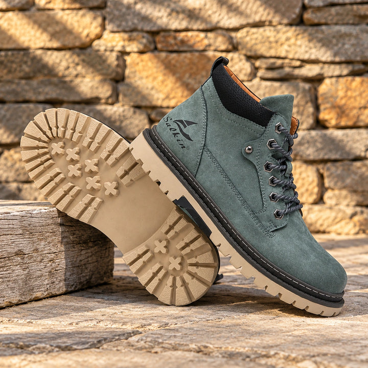 Lester Suede Chunky Lug Work Boots - Green