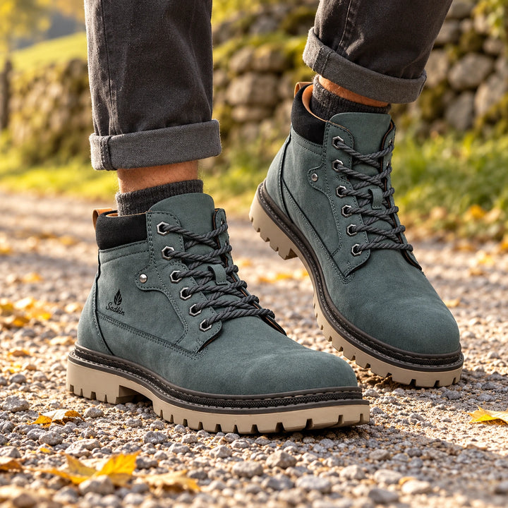 Lester Suede Chunky Lug Work Boots - Green