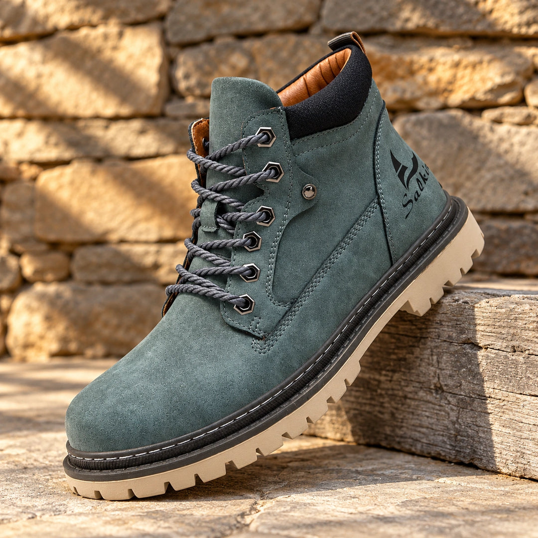 Lester Suede Chunky Lug Work Boots - Green
