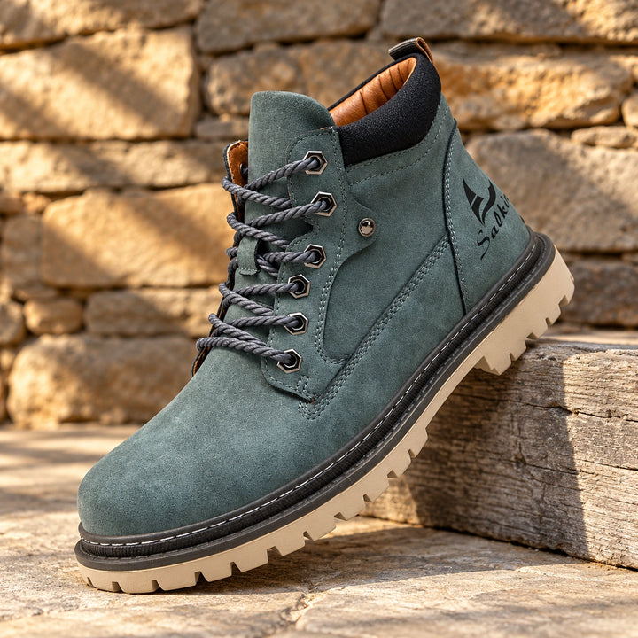 Lester Suede Chunky Lug Work Boots - Green