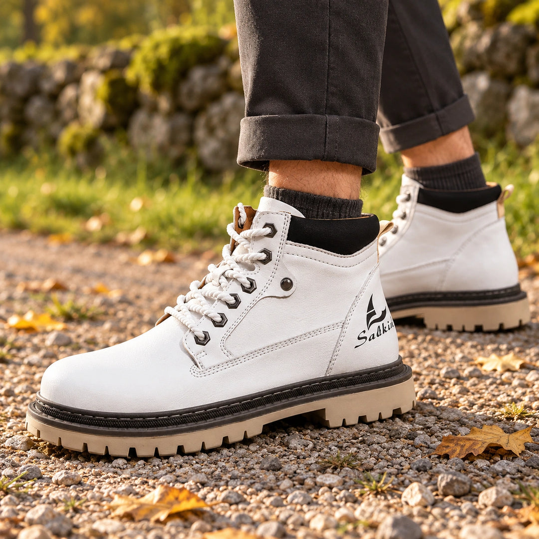 Lester Suede Chunky Lug Work Boots - White