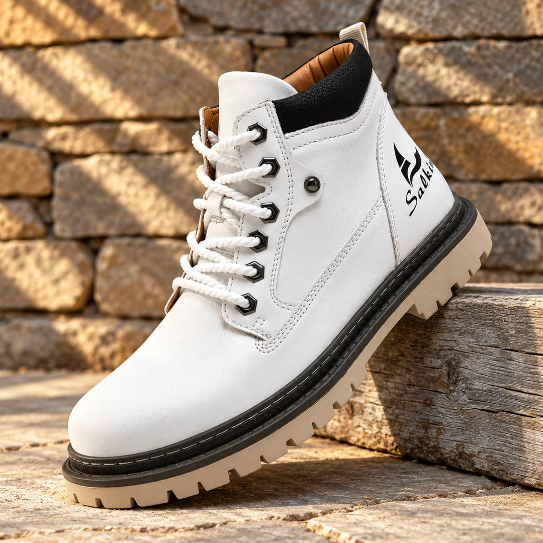 Lester Suede Chunky Lug Work Boots - White