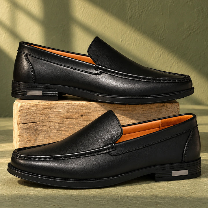 Lloyd Genuine Leather Apron Toe Loafers - Black
