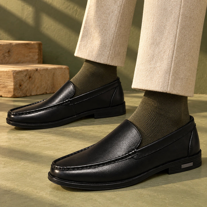 Lloyd Genuine Leather Apron Toe Loafers - Black