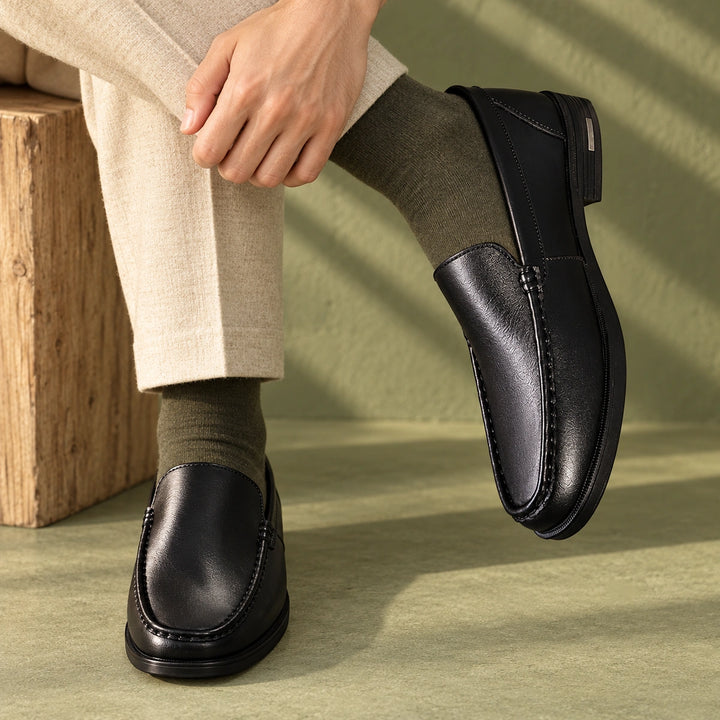 Lloyd Genuine Leather Apron Toe Loafers - Black