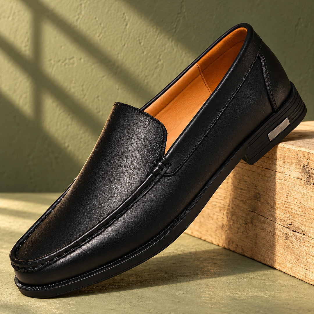 Lloyd Genuine Leather Apron Toe Loafers - Black
