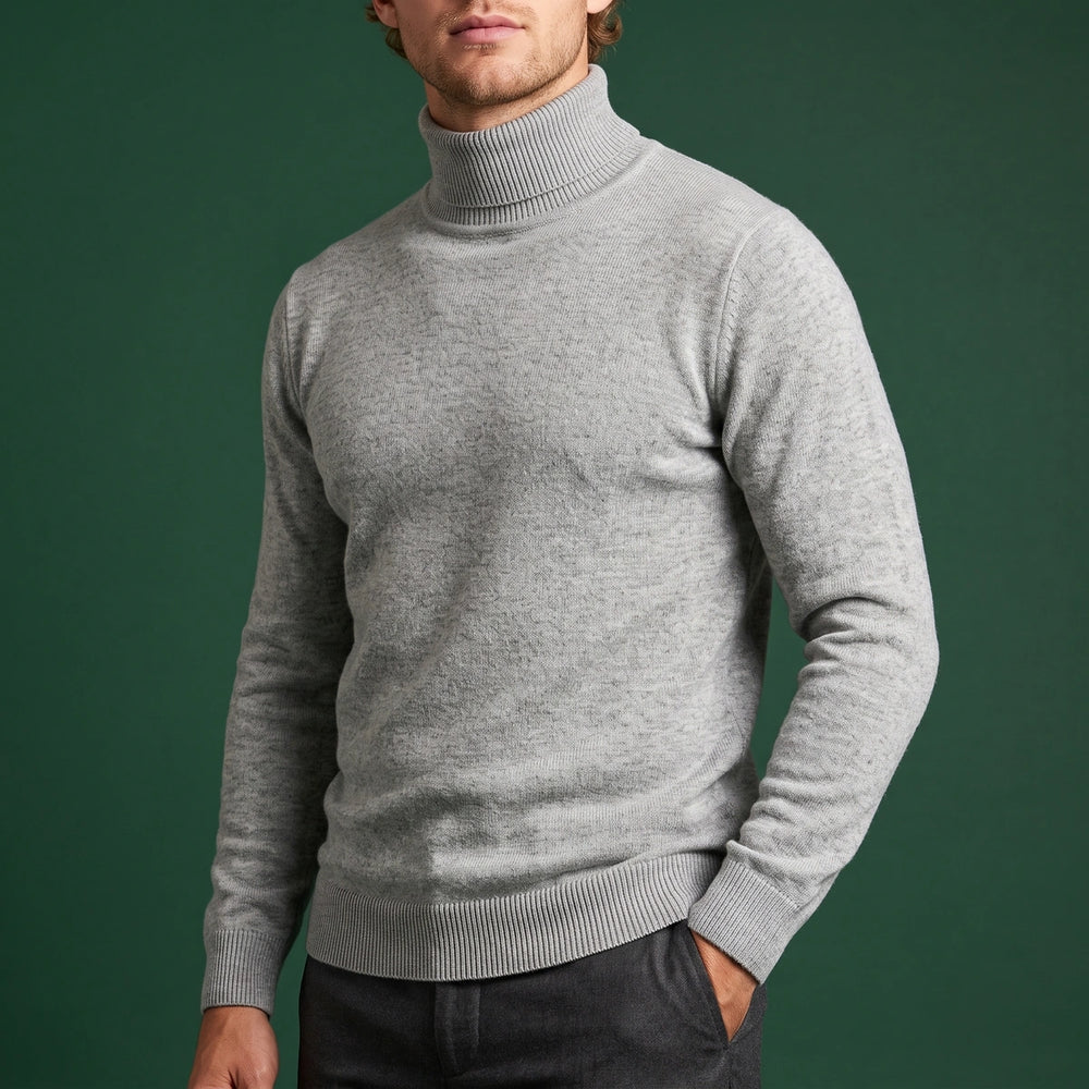 Lucian Ribbed Knit Turtleneck Sweater - Gray