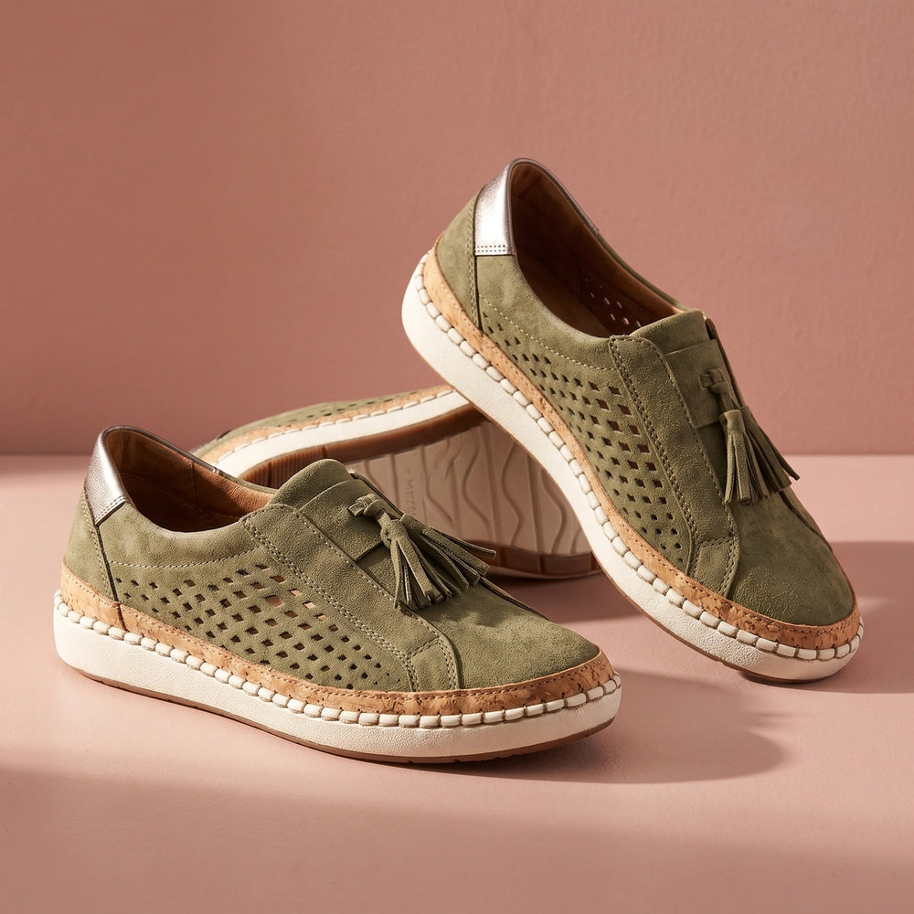 Lucille Orthopedic Knit Slip On Sneakers - Olive