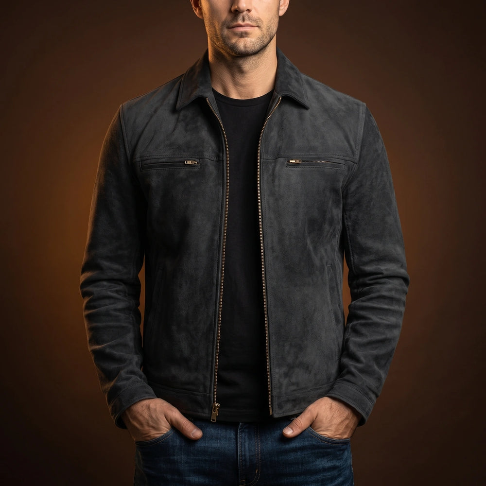 Lysander Structured Leather Jacket - Black