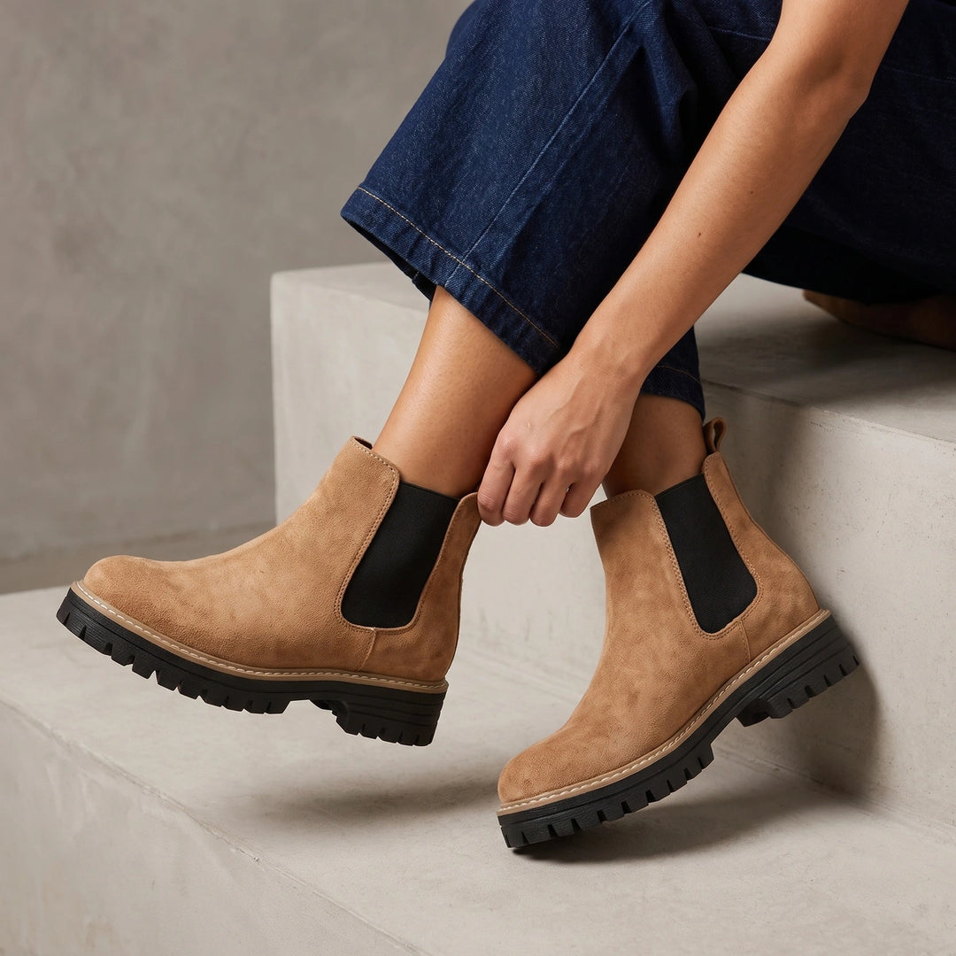Maeve Suede Lug Sole Chelsea Boots - Brown