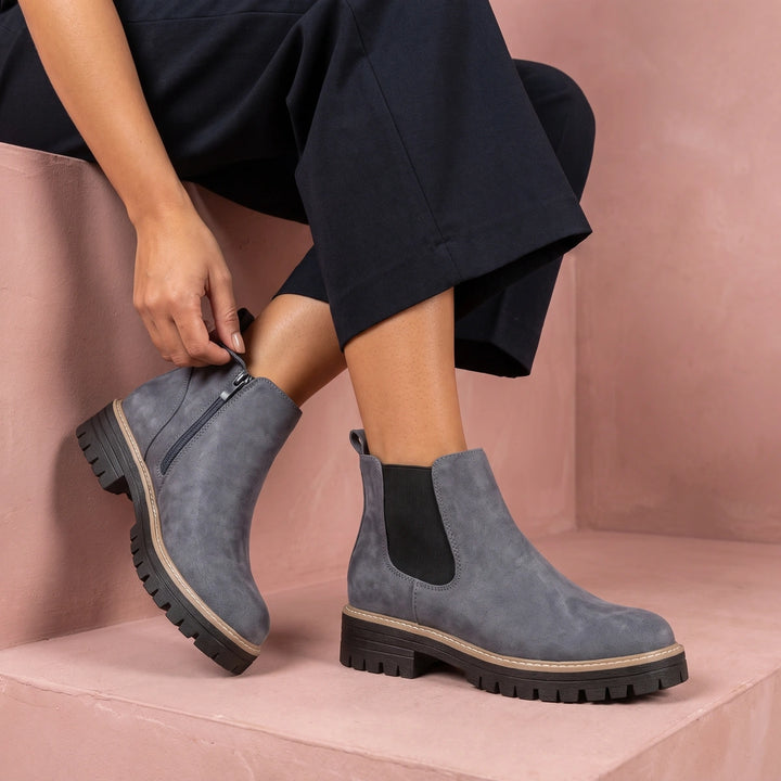 Maeve Suede Lug Sole Chelsea Boots - Gray