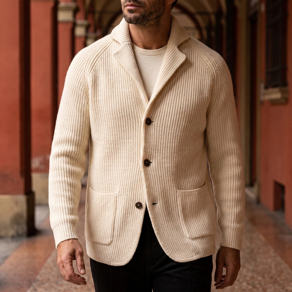 Magnus Shawl Collar Wool Blend Cardigan - Beige