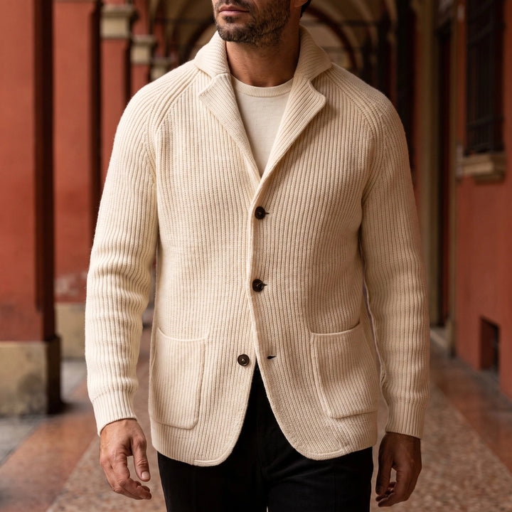 Magnus Shawl Collar Wool Blend Cardigan - Beige