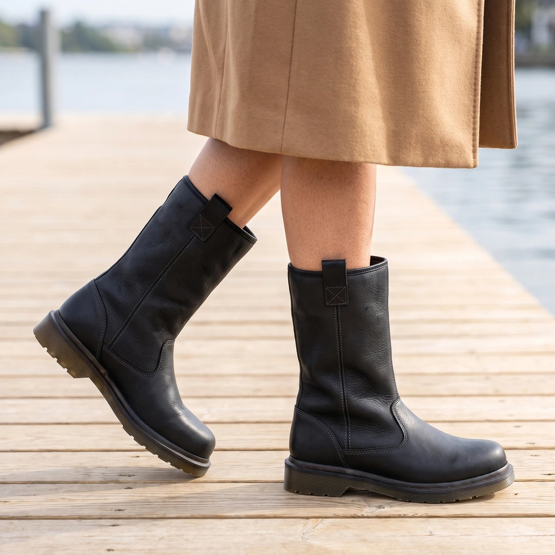 Marina Plush Lined Pull On Winter Boots - Black