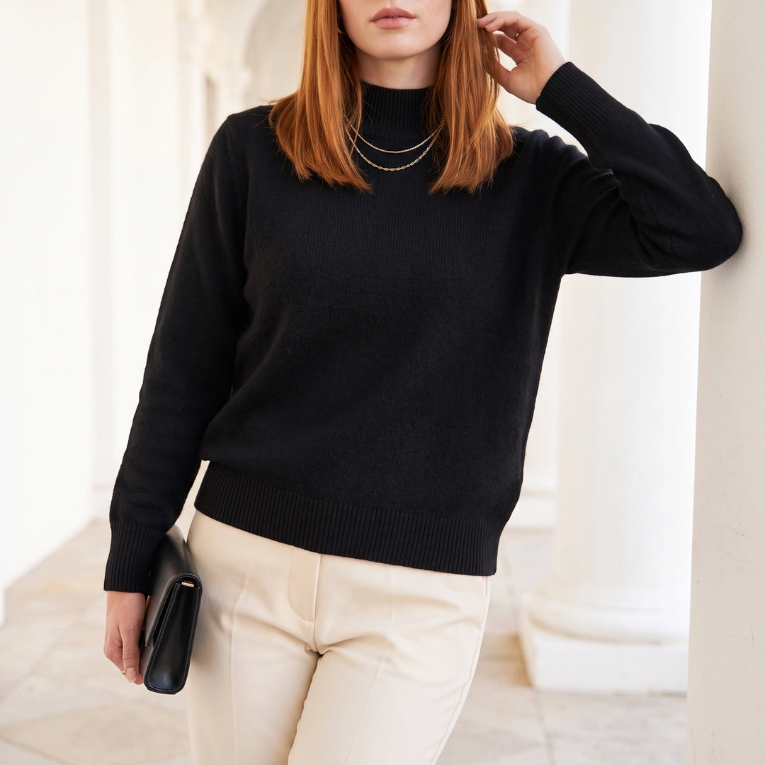 Marit Relaxed Soft Knit Turtleneck Sweater - Black
