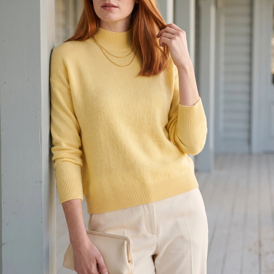Marit Relaxed Soft Knit Turtleneck Sweater - Yellow