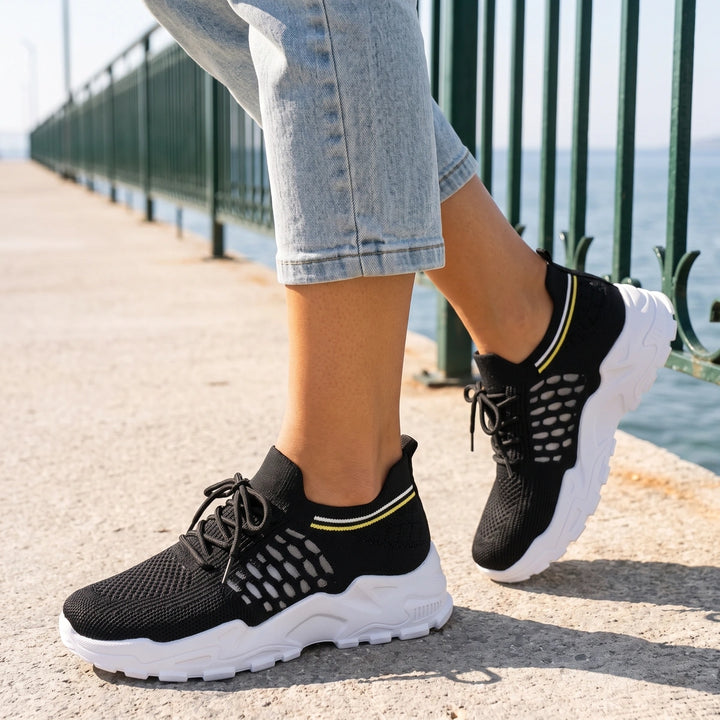Marlene Arch Support Mesh Sneakers - Black