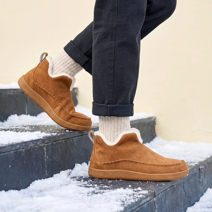 Millie Suede Faux Fur Slipper Booties - Brown