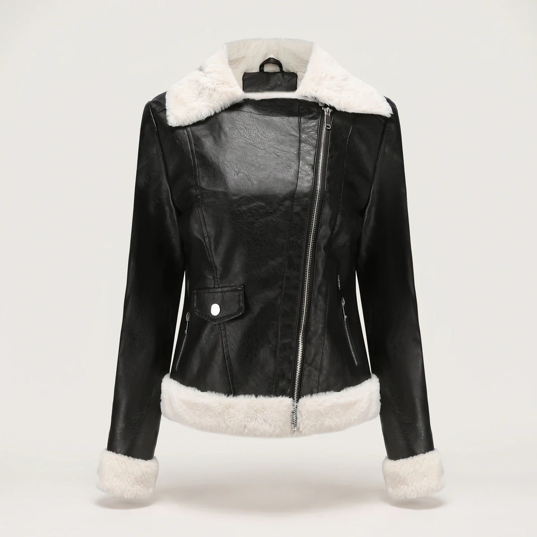 Morwenna Shearling Lined Aviator Jacket - Black