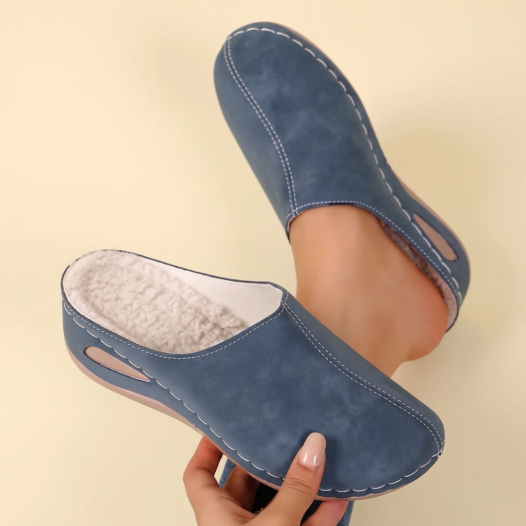 Nellie Faux Fur Orthopedic Clogs - Blue