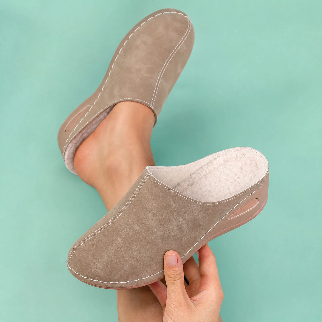 Nellie Faux Fur Orthopedic Clogs - Brown