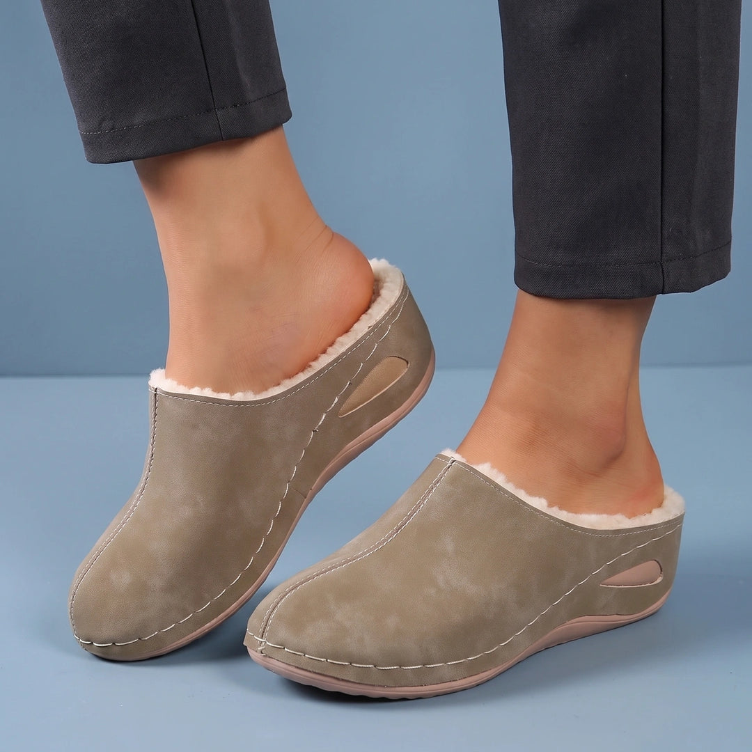 Nellie Faux Fur Orthopedic Clogs - Brown