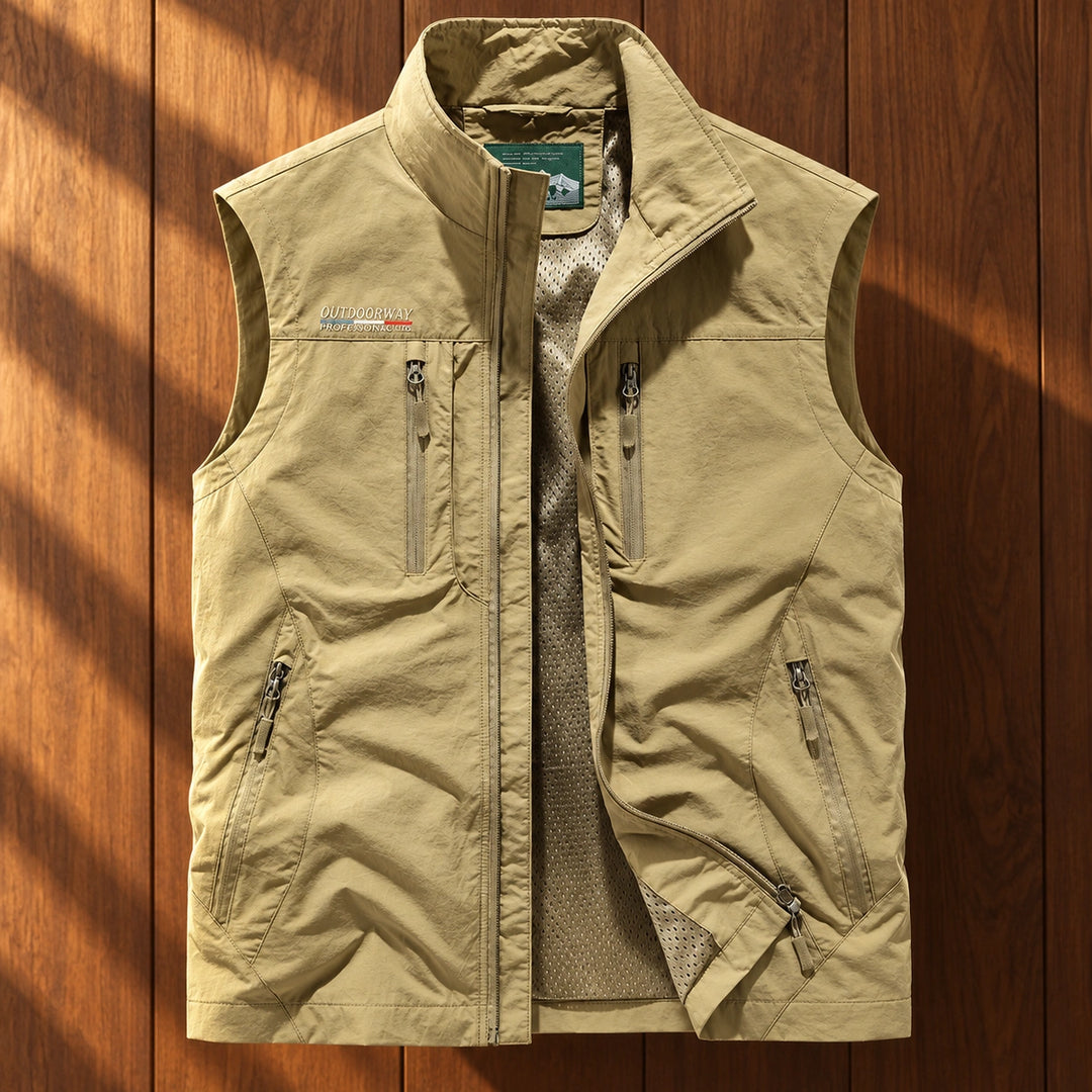 Nevin Quick Dry Mesh Lined Utility Vest - Khaki