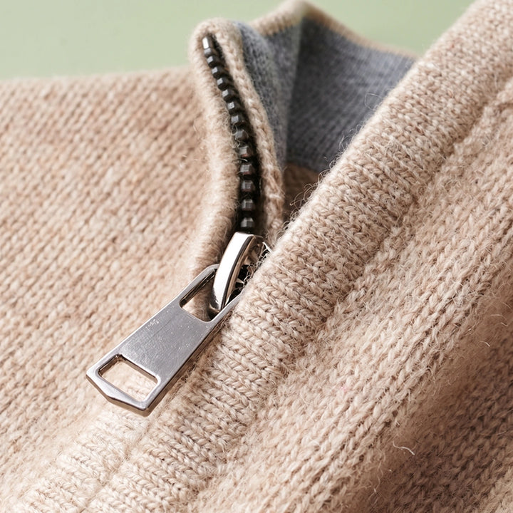 Noah Soft Knit Quarter Zip Pullover - Beige