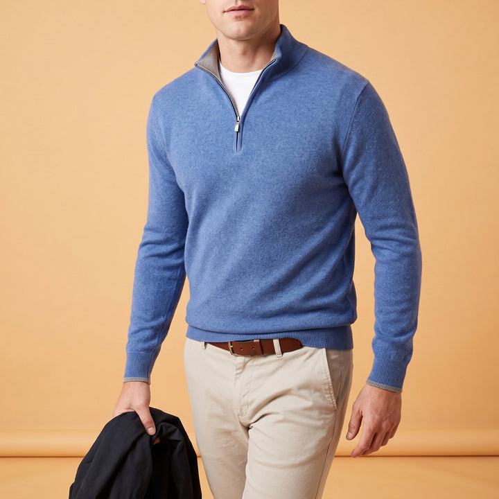 Noah Soft Knit Quarter Zip Pullover - Blue