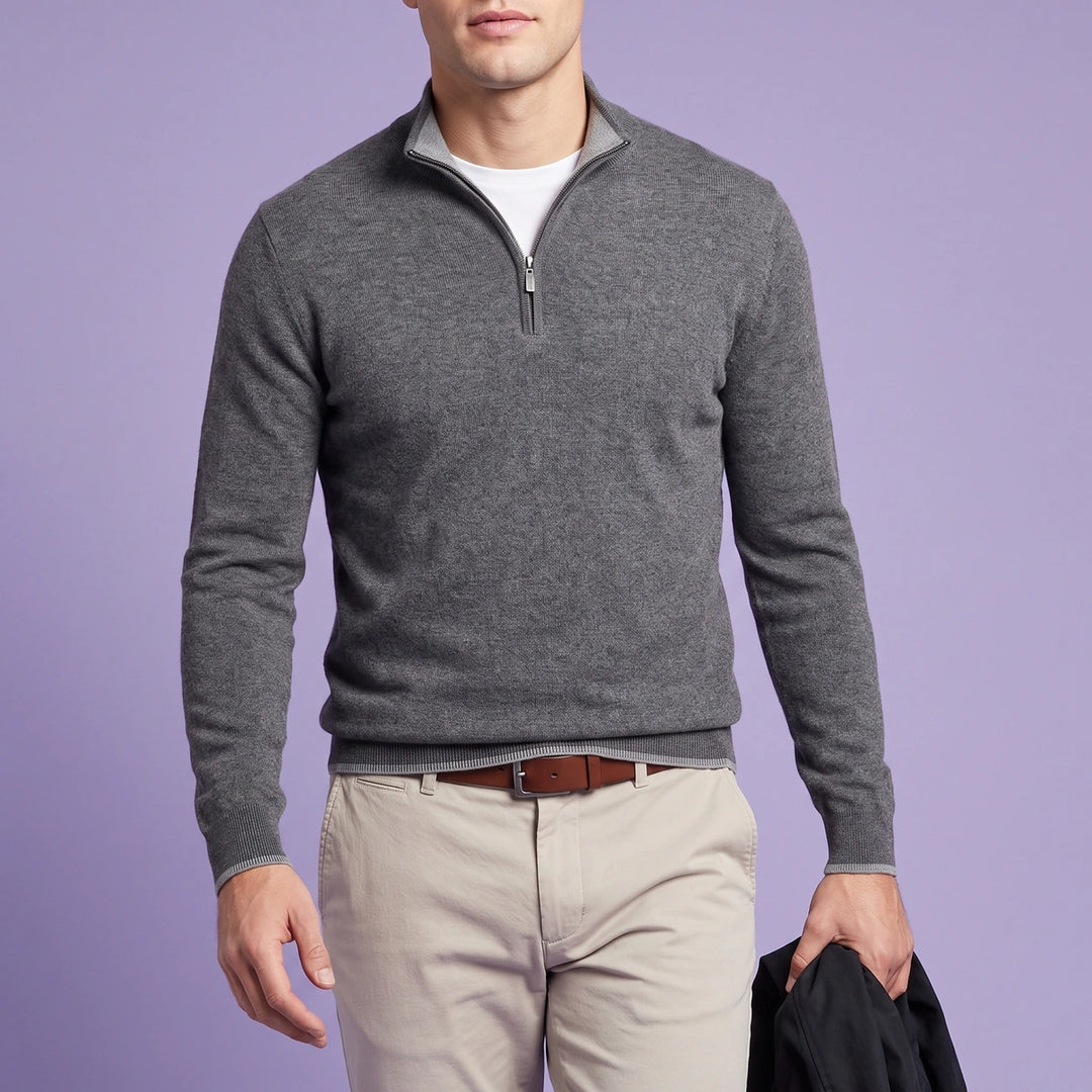 Noah Soft Knit Quarter Zip Pullover - Gray