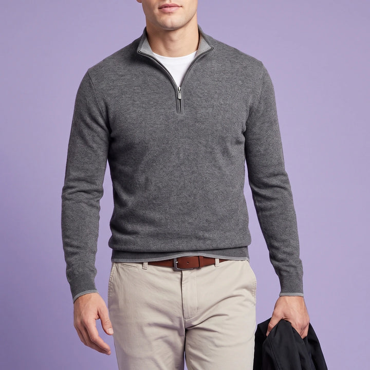 Noah Soft Knit Quarter Zip Pullover - Gray