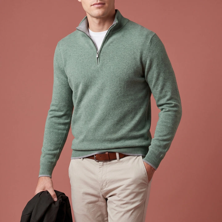 Noah Soft Knit Quarter Zip Pullover - Green