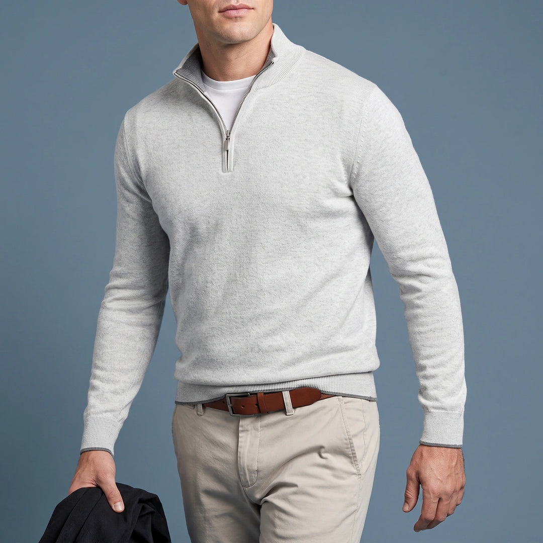 Noah Soft Knit Quarter Zip Pullover - White