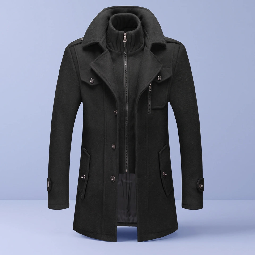 Norman Wool Blend Zip Bib Peacoat - Black