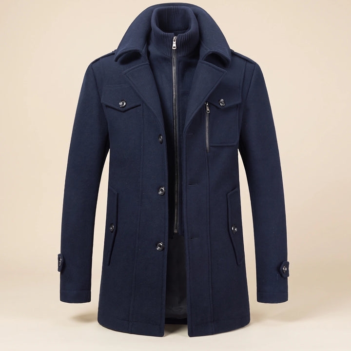 Norman Wool Blend Zip Bib Peacoat - Dark Blue