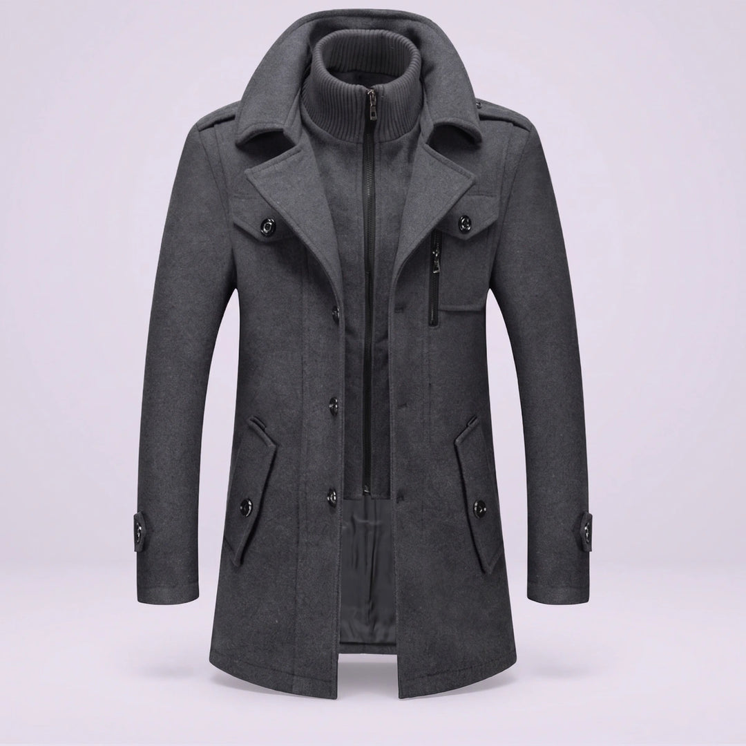 Norman Wool Blend Zip Bib Peacoat - Gray