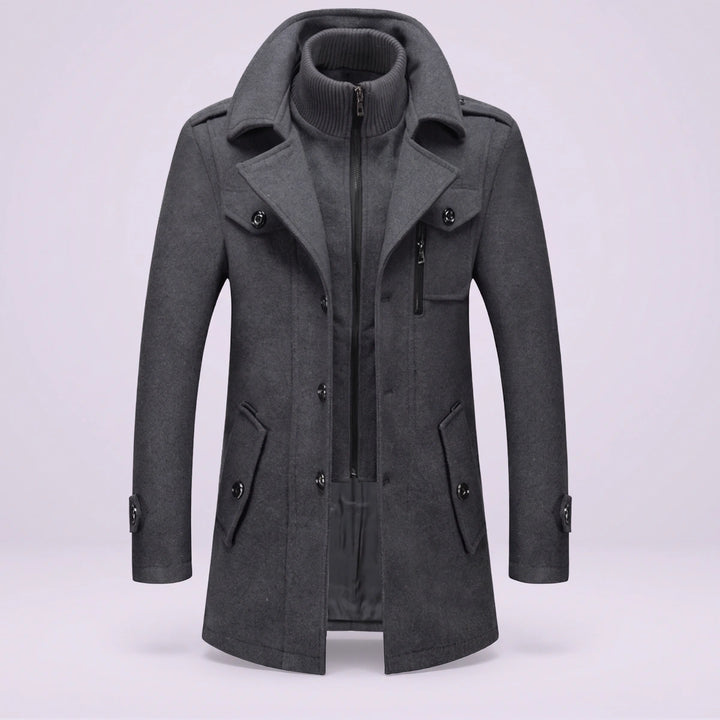 Norman Wool Blend Zip Bib Peacoat - Gray
