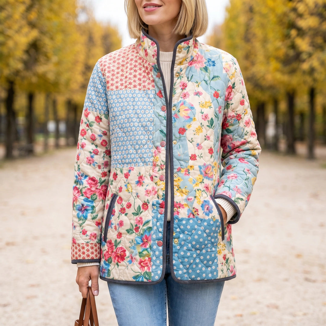 Odelia Floral Patchwork Quilted Jacket - Multicolor