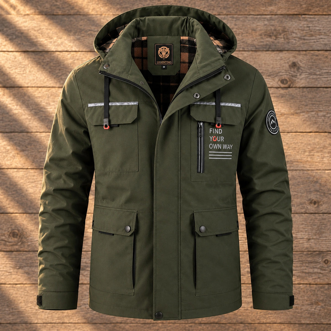 Ogden Plaid Lined Hooded Cargo Jacket - Green