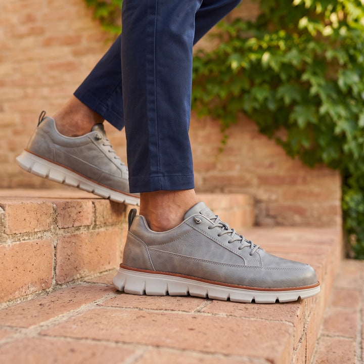 Orlando Leather Orthopedic Welt Stripe Sneakers - Gray