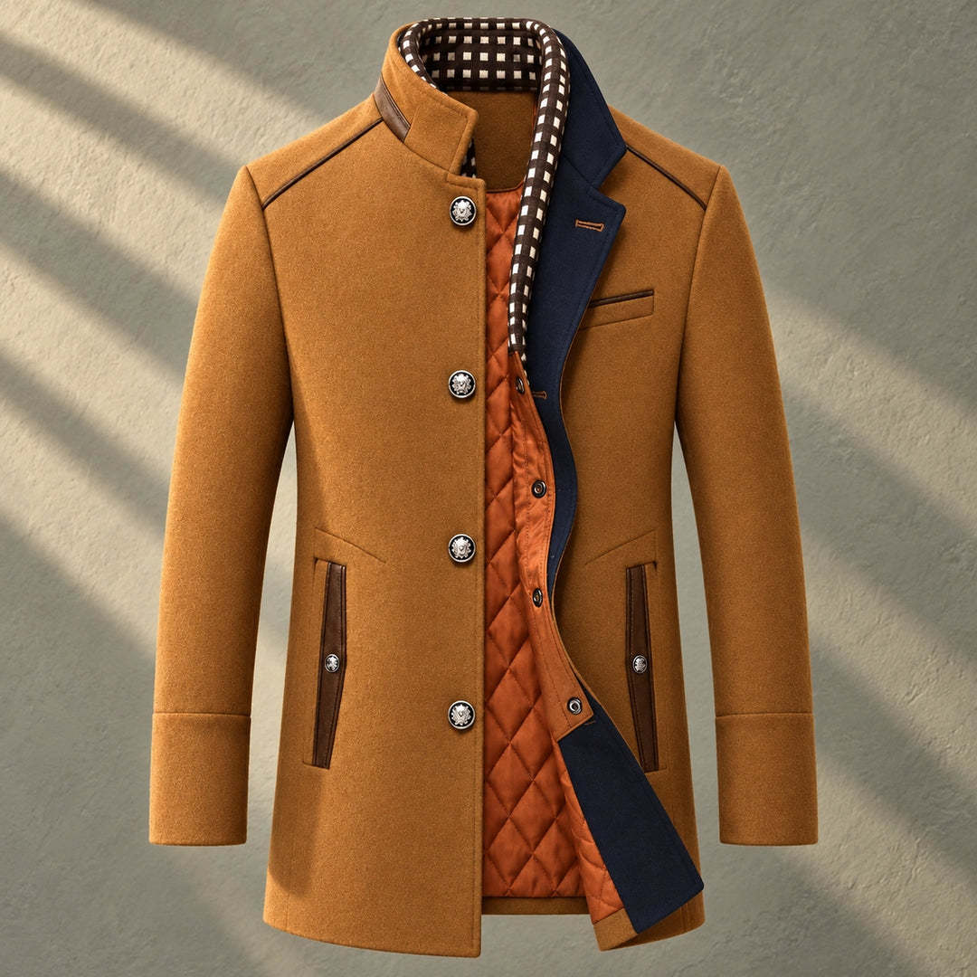 Osborne Wool Blend Stand Collar Car Coat - Brown